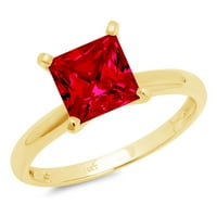 2.5ct принцеса изряза червено симулиран рубин 18k жълто злато годишнина годежен пръстен размер 5