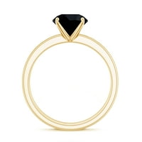 Комплект пръстен с черен шпител с диамант, комплект за подредени пръстени, 14K жълто злато, САЩ 3.50
