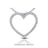 Diamond Traces UD-GOS311- 0. Карат Общо естествени диаманти 14k Бяло злато Prong Setty Seart Shape Fashion Wridend
