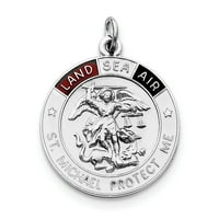 Sterling Silver St. Michael Enameled Medal Charm - 6. Грама - Мерки с ширина 35 пъти
