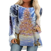 Lumento дамски тениски върхове плюс размер ризи с дълъг ръкав екипаж на врата флорални принт на върхове блузи за есен