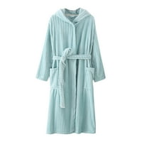 MRAT Дамски нощен халат Халат Удължаване плюс размер Нощни локи Корсет бельо Vintage Nightgown Lingerie Поддържайте топло ревело за мъже и жени с дълъг ръкав светло синьо 2xl