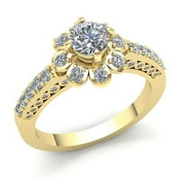 Истински 0,75ct кръгла изрязана диамантена дама цветна пасианс годишнина годежен пръстен солидна 18k роза, бяло или жълто злато h si2