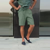 Yubatuo Mens къси панталони мъже мода солидна плюс размер лента за бельо за ленти за панталони с дължина на коляното панталони