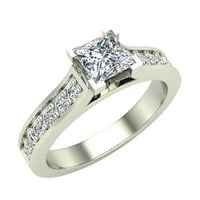 Годежни пръстени принцеса отрязани диамантени пръстени за жени 14k бяло злато CT TW