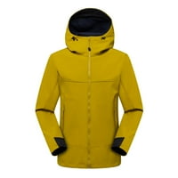 Палаващи дъждобрани за жени вода доказателство с дълъг качулка палто зима есенна модна защита за защита Пътуване туризъм Вятърни дрехи с джобове, жълто