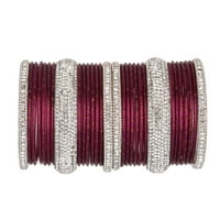 Efulgenz Индийски банген комплект Rhinestone CZ Crystal Bangle Plain Metal Bangles Bracele