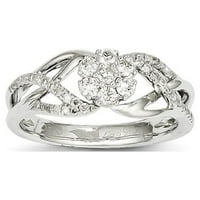 14k бяло злато истински диамантен пръстен