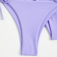 Райета бикини жени Bandeau Bandage Bikini, поставете бутилни бански бански костюми за бански костюм, плюс размер бикини лилаво m