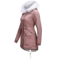 Зимни палта за жени Мода плюс размер с продължителна дължина сгъвано яке с фау козина качулка ежедневно топло цип на палта