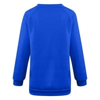 Женски модни блузи ризи есен есен зима кръгла врата Коледна сладка печат пот дълъг ръкав плюс размер дамски върхове синьо 1x