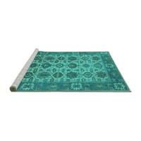Ahgly Company Machine Wareable Indoor Rectangle Oriental Turquoise Blue Industrial Area Rugs, 2 '4'