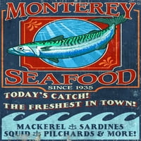 FL OZ Ceramic Mug, Monterey, California, Seafood Vintage Sign, Съдомиялна машина и микровълнова сейф