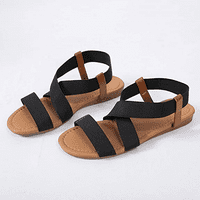Еластични сладки плоски сандали за жени ежедневни летни плажни обувки сандал ваканция за пътуване гладиатор сандали ------ черно