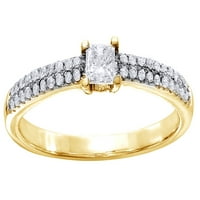 Принцеса отряза годежен пръстен с бял диамант в 10k жълто злато
