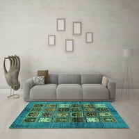 Ahgly Company Indoor Rectangle Abstract Turquoise Blue Modern Area Rugs, 2 '3'