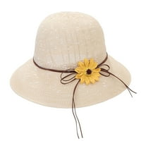 Декор за цветя кръгла куполна слънчева шапка с боутк дантела - женската лятна широка шапка с флопи кофа, модни аксесоари