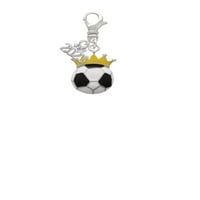 Заядете бижута Silvertone Soccer Ball - Crown Clip On Charm