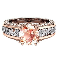Gdfun жени Раздяла с цветове Розов пръстен Моден луксозен сватбен годежен пръстен за цветя женски елегантен кристален диамантен пръстен Популярен