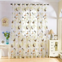 Betterz Fashion Sheer Window Curtain Round Butterfly Print Room Devider Depider Decor