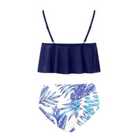 Finelylove скромни бански костюми за жени Push-Up Halter Style Bikini Blue XL