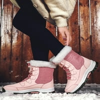 Гомели дамски зимни топли обувки Кръг пръст на прасета ботуша дантела нагоре снежни ботуши дишащо на открито ходене розово 8