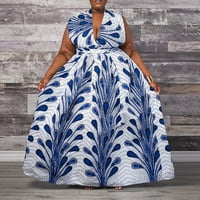 Jplzi африкански женски печат Направи силни много носени рокля с каишка среден разцепен пола на моп
