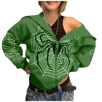 Sendkeelwomen zip up паяк w eb щампа с качулки за изтичане графични суичъри с дълъг ръкав пуловер якета улични дрехи