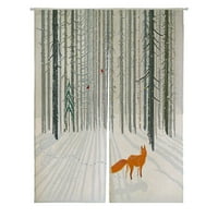 Зимен горски пейзаж с японски норен завеса за вратата на вратата на вратата за лечение на вратата Памучно бельо завеса