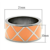 Luxe бижута проектира женски пръстен от неръждаема стомана с оранжев епоксид - размер (пакет от