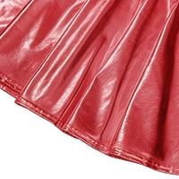 Пола с твърди цветни пола с твърд цвят на жените къса атрактивен нощен клуб в стил плисирана пола червена xl