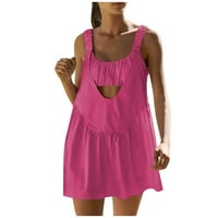 Жени тенис рокля тренировка гореща изстрела мини рокля с вградени къси панталони и сутиен атлетически тоалети лято горещо розово m