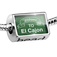 Зеленият знак за мъниста Добре дошли в El Cajon Charm пасва на всички европейски гривни
