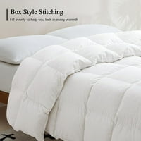 King Feather Down Comforter със памучен капак, средна топлинна одеяло с луксозно запълване, ъглови раздели и машинно миещи се за всички сезони - бяло твърдо вещество