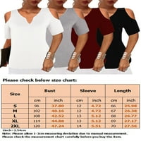 Beiwei жени обикновени бохо летни върхове v шия ежедневна тениска студена рамо работна туника блуза