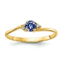 Солиден 14K жълто злато танворит срещу диамантен годежен пръстен размер