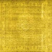 Ahgly Company Machine Pashable Indoor Rectangle Persian Yellow Traditional Area Cugs, 4 '6'
