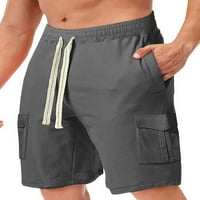Мъжки свободни мулти джобове солидна дължина на коляното небрежно къси панталони
