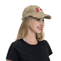 Douzhe регулируема измита памучна бейзболна шапка - Канада Флаг отпечатъци Винтидж татко шапка Университет спортни шапки