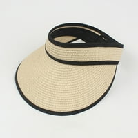 Слънчеви шапки за козир жени големи краища лятна UV защита плажна шапка твърд цвят на открито плажна шапка