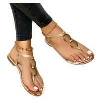 Inddo и Out Door Sandals Небрежни дамски лято Отворена римска катарама джапанки Обувки с каишки плоски пръсти на женските сандали