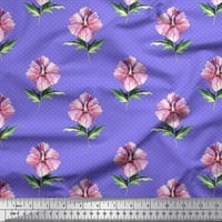 Soimoi Purple Rayon Fabric Dot & Floral Print Fabric край двора
