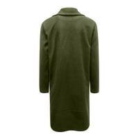 Tking fashion дамски жилетка colid цвят дълги ръкави ревери със средна дължина вълнено палто Кардиган пуловери за жени тъмно зелено 3XL