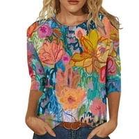 Qwertyu плюс размер работни върхове на лакътя ръкав екипаж на шията дамски тениски Просветите тънък приготен графичен бизнес ежедневни ризи жени дамски блузи облечен