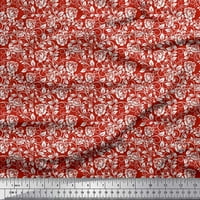 Soimoi Japan Crepe Satin Leves Leaves & Floral Artistic Print Fabric по двор широк