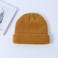 Зимна топла униза мека плетена шапка от шапка от солидна цветна улица на открито спортна шапка