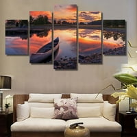 Canoe Core Wulian Painting Canvas Sunset Spray Decoration Home Fram Lome Decor