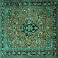 Ahgly Company Indoor Square Medallion Turquoise Blue Traditional Area Cugs, 8 'квадрат