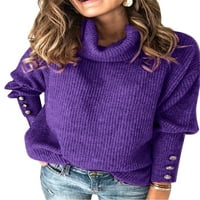 Lilylll дамски плетен пуловер с дълъг ръкав плюс размер на пуловера с голям ръкав плюс размер