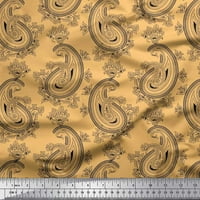 Soimoi Polyester Crepe Fabric Artistic Paisley Decor Fabric Printed Yard Wide